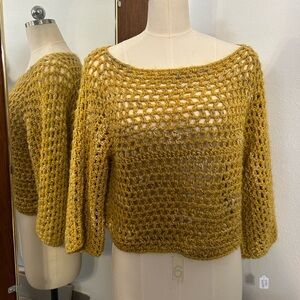 Handmade Mustard Yellow Crochet Sweater